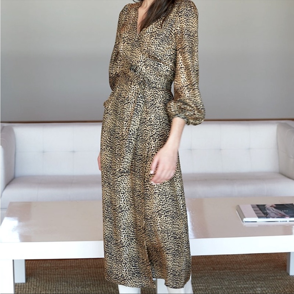 Emerson Fry Little Cheetah Print Juliette Midi Wrap Dress